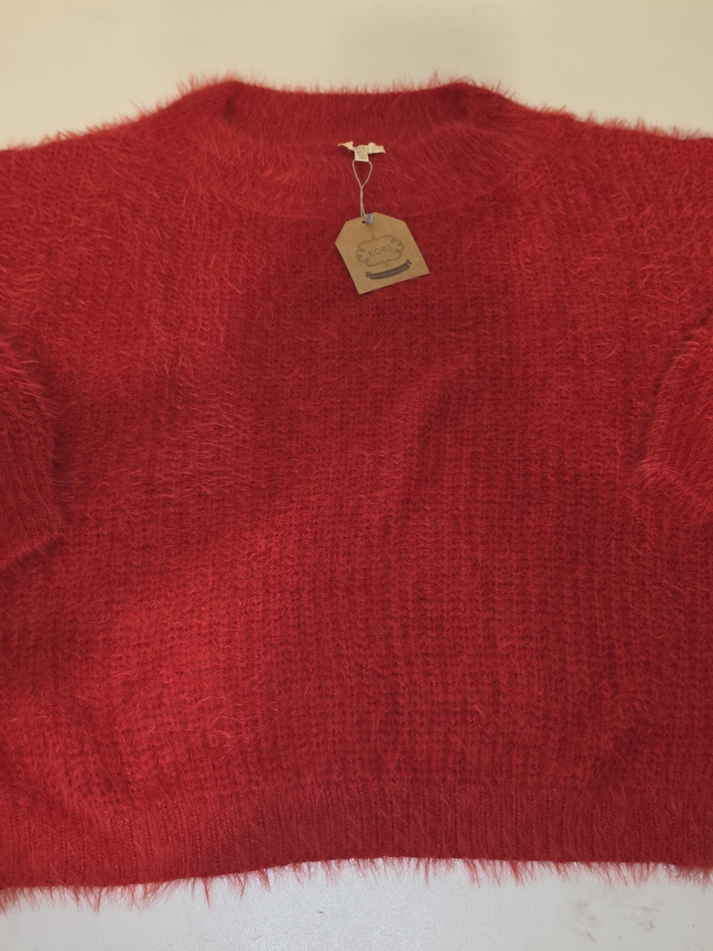 Kori Red Fuzzy Crewneck Sweater